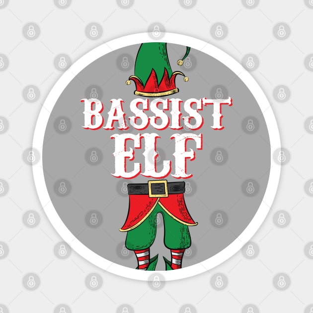 Bassist Elf - Christmas Gift Idea for Bass Players print Magnet by Vector Deluxe